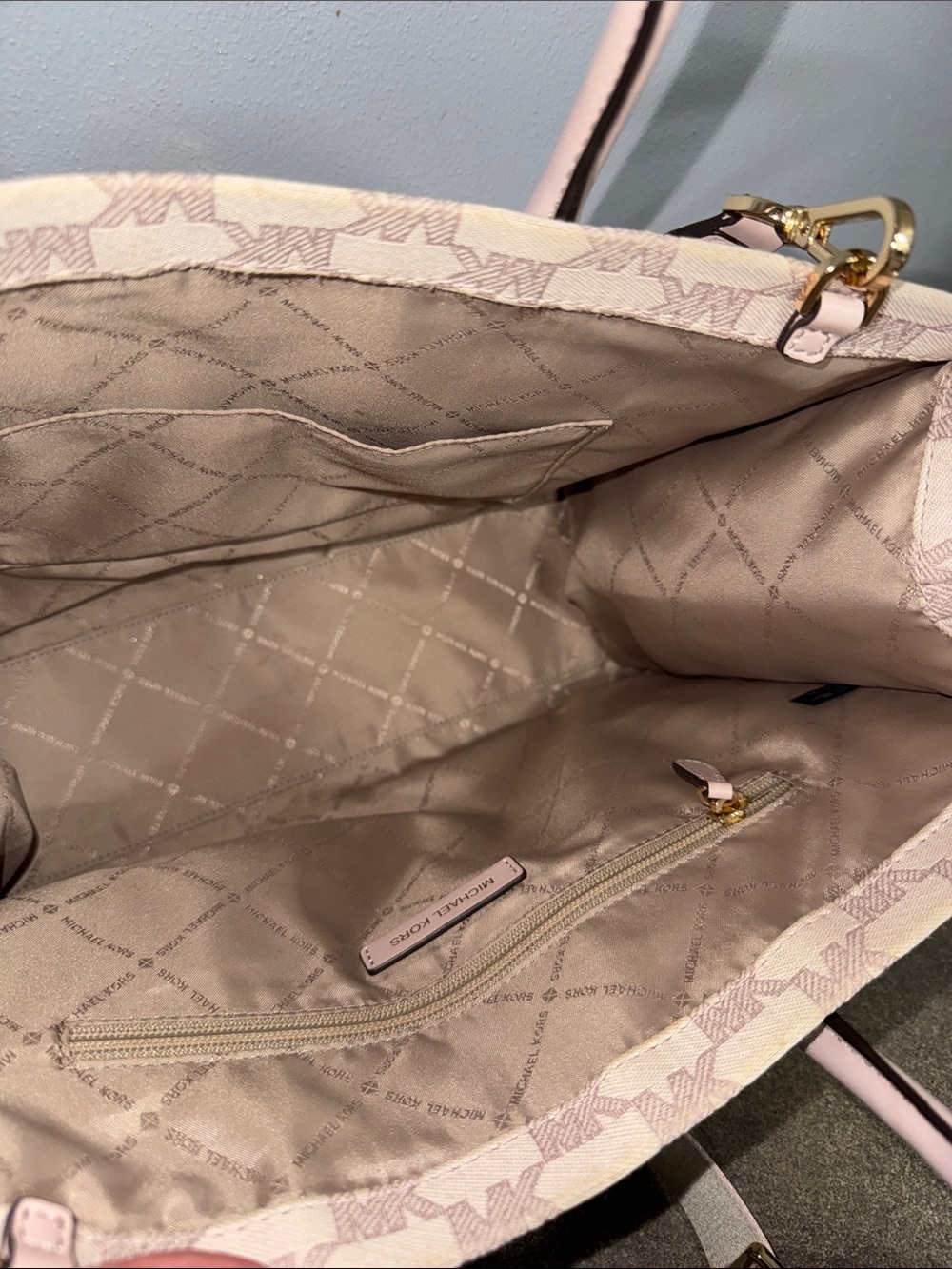 Michael Kors Mirella tote bag MK print Powder Blush Multi color - Picture 7 of 12